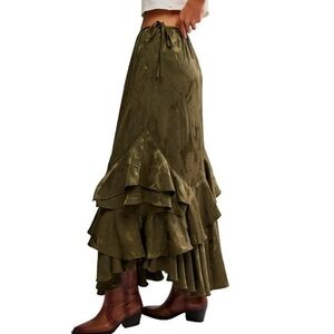 Free People Elegant Green Bohemian Skirt